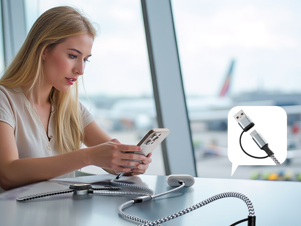 Travel Essentials 3 in 2 Charging Cable 2Pack 5FT