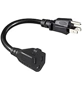 [1 Pack] 6inch Short Power Extension Cord - Black 3 Prong Mini Indoor Grounded Extension Cord,16A...