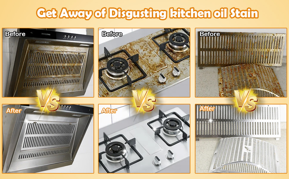 Kitchen Oil Greaser Cleaner Foam, Oven Stove Top Cleaner, Heavy Duty Degreaser