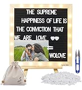 Black Felt Letter Board with Lights, Built-in LED Lights -Message Board Adjustable Stand, 340 Let...