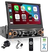 Alondy Single Din Car Radio Touchscreen (7" Motorized Flip Out) Compatible with Apple CarPlay [Wi...