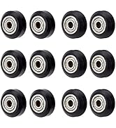 OLYCRAFT 12Pcs 2 Style 3D Printer Wheel Black Polycarbonate Pulley Wheels Pulley 625zz Linear Bea...