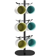XEENEW Cup Holder Tree with 6 Hooks, Metal Coffee Mug Rack Stand (Black)