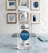 Glass cleaner on table