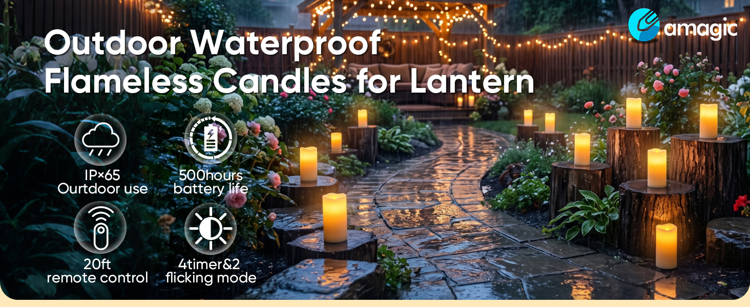 Outdoor Waterproof Flameless Candles with Timer