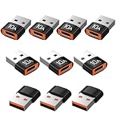 USB to USB C Adapter 10 Pack,10A 200W Fast Charging USB2.0 480Mbps Data Transfer,USB C Female to ...