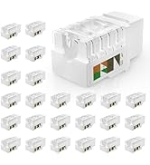 Awishwell Keystone Jack 25-Pack, RJ45 Cat6 Keystone Jacks, Cat6 Ethernet Jack 90 Degree Punch Dow...