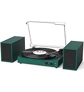 Vinyl Record Player with Dual External Speakers, Vintage 3-Speed Turntable with Stereo Speakers S...