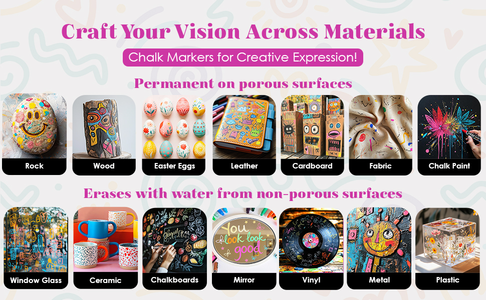 all surfaces for use with chalk markers. directions for use