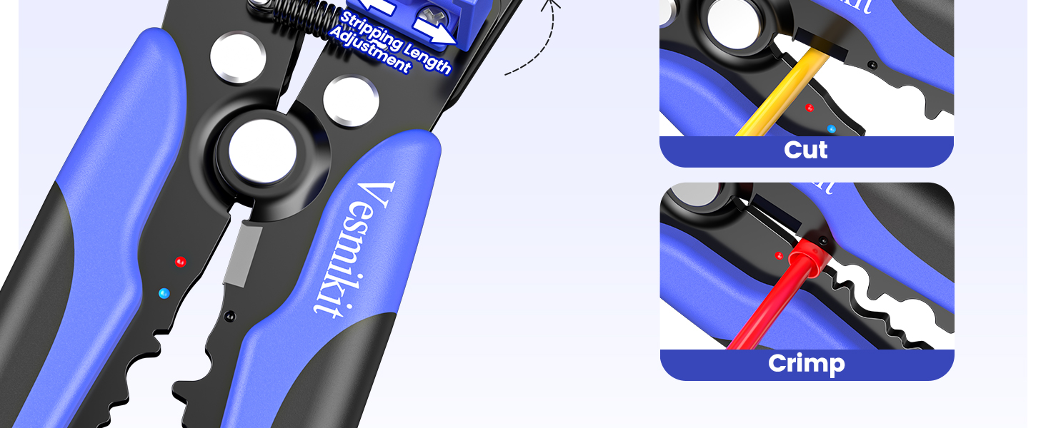 3 in 1 Stripper/Cutter/Crimping Heavy Duty Automatic Electrical Wire Strippers for 10-24 AWG