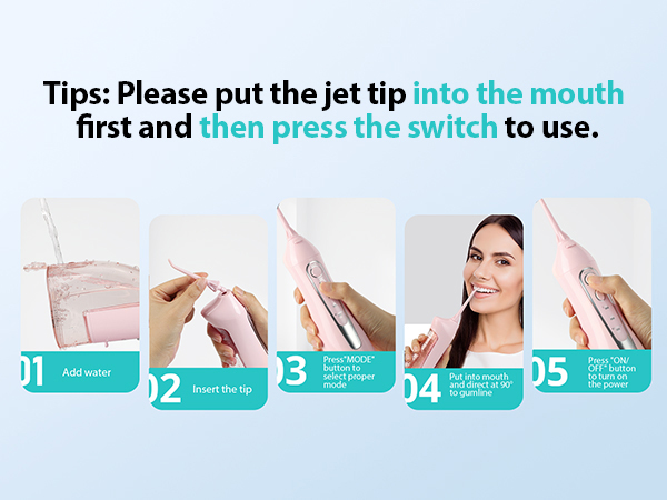 Selección de dientes dentales Flosser de agua COSLUS Water Dental Flosser Teeth Pick Pink