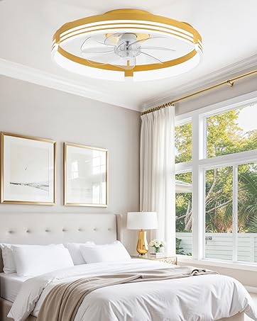 20&amp;#34; Gold Low Profile Ceiling Fan Light with Remote