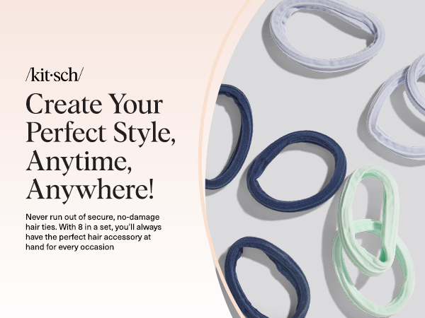 Hair Ties No Damage - Strong, Stretchy Hair Bands Soft Nylon Ponytail Holders Snag-Free Rubber Bands