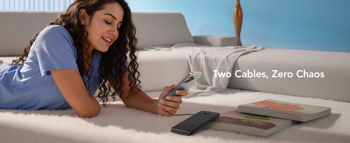 slim power bank with built in cable