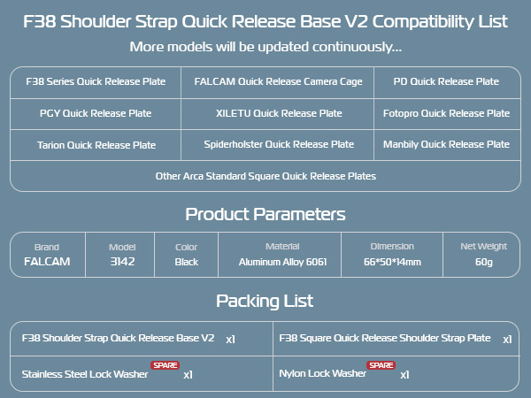 falcam f38 quick release system for shoulder straps