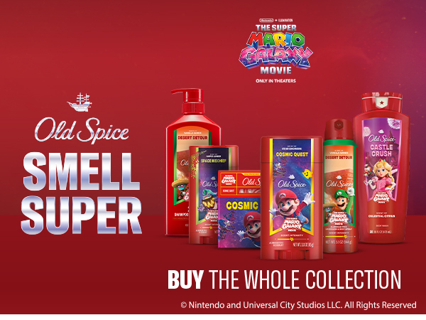 Old Spice collection featuring Super Mario products