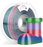 AMOLEN Silk PLA 3D Printer Filament, Shiny Multicolor Christmas Rainbow PLA Filament 1.75mm, Grad...