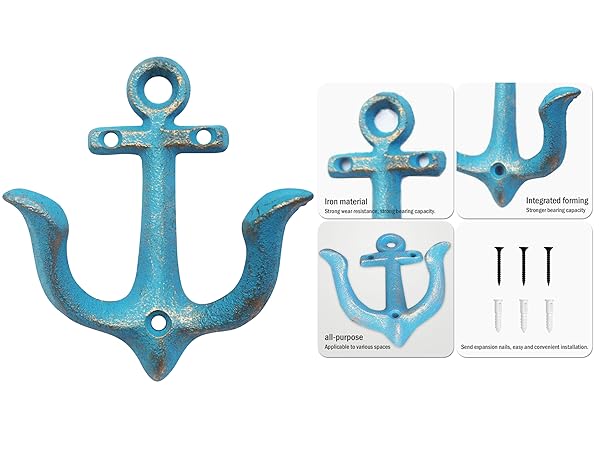 Cast Iron Nautical Anchor Design Wall Hooks