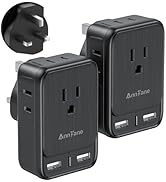 2 Pack US to UK Travel Adapter, Type G Adapter for Travel with 4 Outlets 3 USB Charging Ports, Ir...