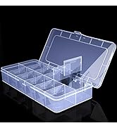 YUGOOD Large Clear Organizer Box,12 Grids Tackle Box Organizer with Removable Dividers for Bead O...