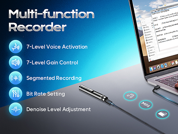 Voice Activated Sound Audio Tap Recorder Device