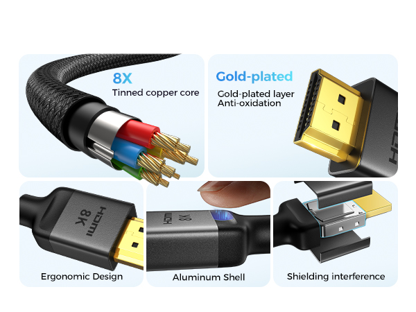 8X tinned copper core, Aluminum Shell,Gold Anti-oxidation, Ergonomic Design