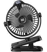 Minthouz Clip on Fan - 720° Rotation Portable Small Fan with LCD Digital Display, 8000mAh Low Noi...