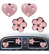 Bling Heart &amp; Daisy Air Vent Clips, 4 Pcs Pink Heart &amp; Flower Car Air Fresheners Vent Clips Diffu...