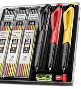 Nicpro 3 Pack Carpenter Pencil Set with Sharpener &amp; Finger Grip, Mechanical Carpenter Pencils wit...
