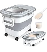 Komzon Rice Storage Container, Collapsible Airtight Food Storage Containers 20-30 Lbs, Rice Dispe...