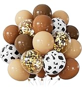 Brown Cow Print Balloons - 60Pcs Western Party Balloons, 12Inch Coffee Brown Beige Latex Balloons...