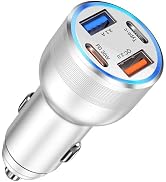 USB C Car Charger, Bangfun 65W 4 Port Dual 12V USB C &amp; USB A Car Charger Cigarette Lighter Adapte...
