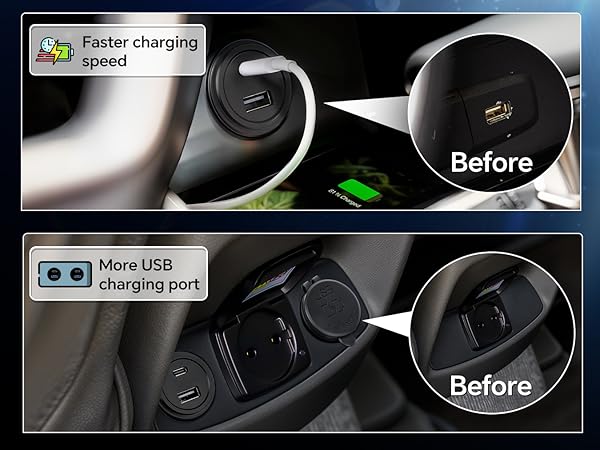 Faster charging speed More USB charging port