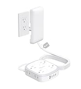 NUTICT Outlet Cover Extension Cord, Flat Plug Power Strip 6ft, 8 Outlets (4-2Pin)&amp; 4 USB Ports (3...