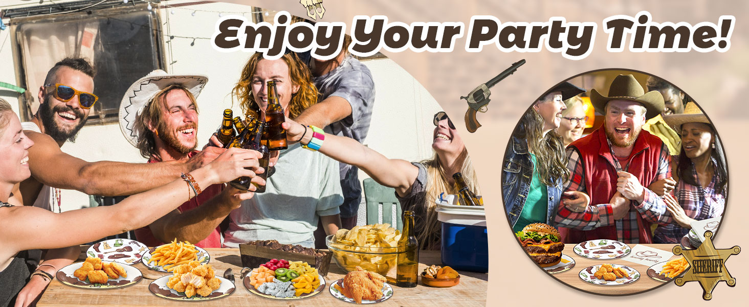 bandana plates rustic country Wild West cowboy birthday party celebration paper plates napkins