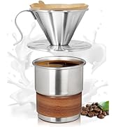 Belly Moka Coffee Maker Pour Over Dripper 304 Stainless Steel 10.1oz 300ml Silver Reusable Drippe...