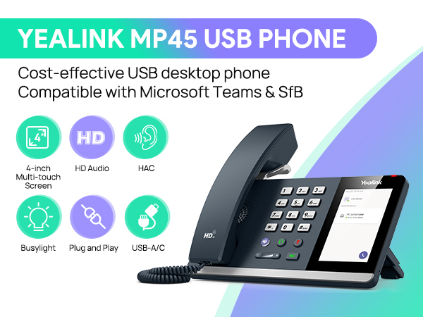 Yealink MP45 USB Phone teams phone office phone bussiness phones for office pc