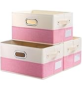 PRANDOM Large Collapsible Storage Baskets for Closet [3-Pack] Decorative Fabric Storage Bins Cube...
