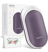 BESKAR Rechargeable Hand Warmer, 5200mAh Electric Hand Heater, Double-Sided Heating, USB Quick Ch...