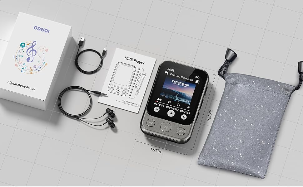 Clip-On MP3 Player for Kids Teens Adults FM Radio Voice Recorder Alarm Clock Calendar Video Music