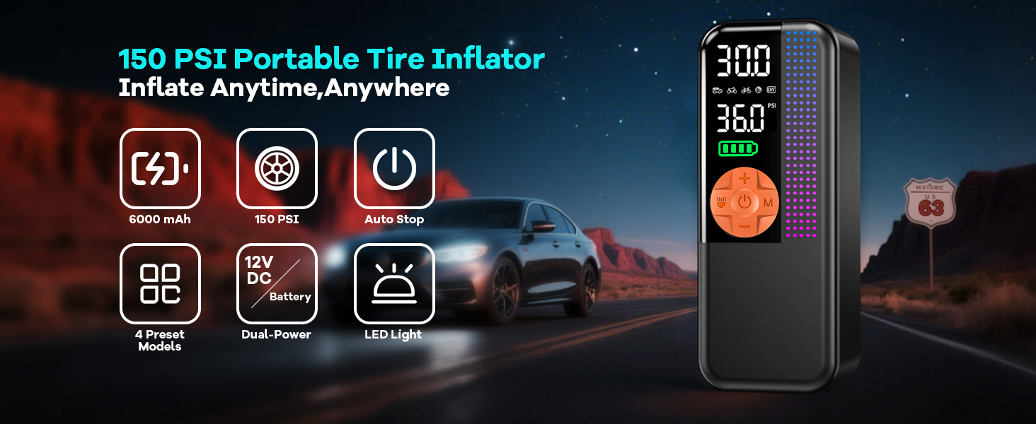 Tire Inflator Portable Air Compressor