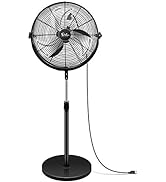 Simple Deluxe 18 Inch Pedestal Standing Fan, High Velocity, Heavy Duty Metal For Industrial, Comm...