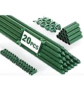 Tegarbed Garden Stakes 20 Pack, 16 Inch Plastic Coated Metal Tomato Stakes, DIY 4ft 5ft 6ft 7ft P...