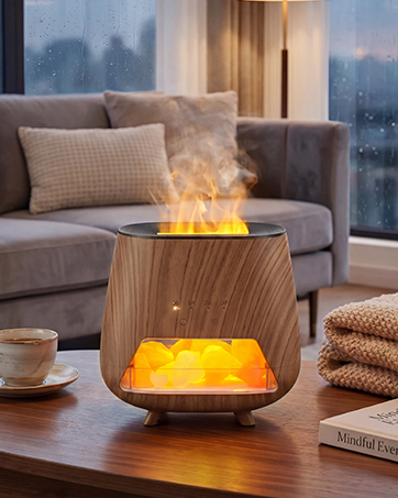 Essential Oil Diffuser, 4-in-1 Himalayan Salt Lamp, 200ml Cool Mist Humidifier, 9-Color LED