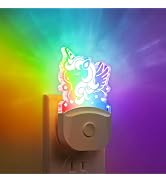 Cute Night Light for Kids [2 Pack], Plug in Night Light, 8 Color Changing Baby Night Light with D...