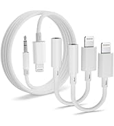 Lightning to 3.5mm Audio Adapter 2 Pack and 4ft Aux Cable Hi-Fi Lightning to Headphone Jack Adapt...