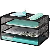 EASEPRES Paper Organizer Tray, 3 Tier Mesh Desk File Organizer Letter Sorter Holder for Home Offi...