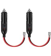 Nilight 10028W 2 Pack Cigarette Lighter Male Plug with Leads 10Amp Fuse with LED Light Car Replac...