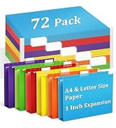 V-Opitos 72 Pack 1 Inch Expansion Hanging File Folders, Letter Size Hanging Folders with 1/5-Cut ...