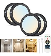 Black Wireless Rechargeable Ceiling Light - Battery Operated Led Lights for Bedroom with Remote, ...